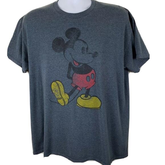 Disney Mickey Mouse Steamboat T-Shirt Heather Charcoal, Large - Picture 1 of 4